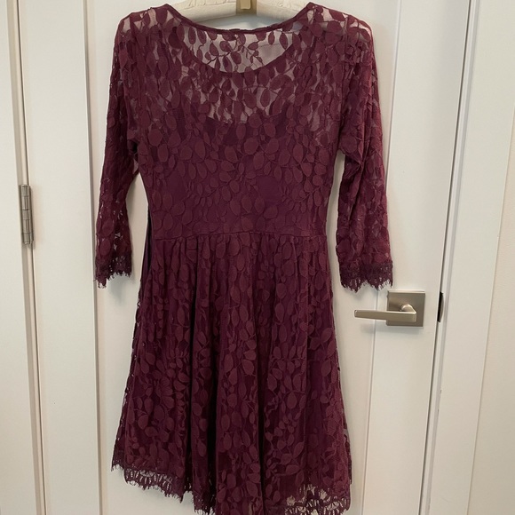 Free People: Floral Mesh Long sleeve Dress - Picture 2 of 4